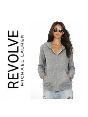 NWT Revolve x Michael Lauren Everado Full Zip Hoodie in Heathered Grey Oversized